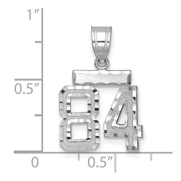 14k White Gold, Varsity Collection, Small D/C Pendant, Number 84